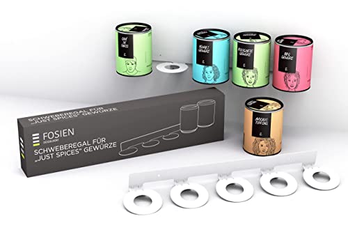 FOSIEN® Schweberegal für just Spices gewürze ohne Bohren - Gewürzregal schwebend für just Spice Gewürze