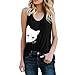 Produktbild Battnot Damen Tank Tops Locker Katze Drucken Sommer Sexy Ärmellose Solide Casual Weste Camisole, Frauen Crop Tops Elegant Workout Blusen Trägershirts T-Shirt Womens Kostüm S-3XL Schwarz Rot Grau Rosa