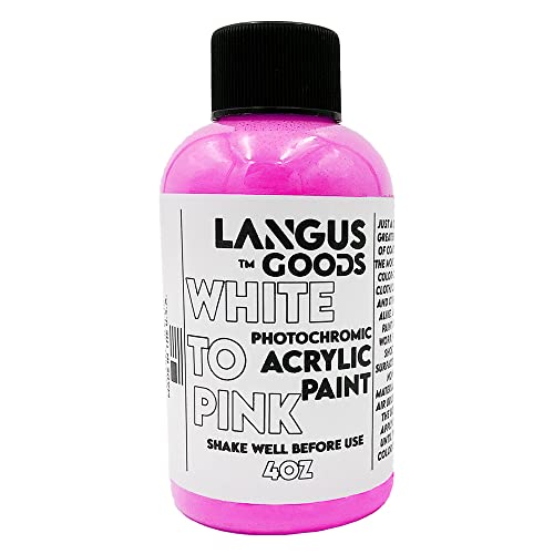 Color Changing Fabric & Airbrush Paint That Changes Color in the Sun and Changes Back When Sunlight Is Blocked - Photochromic (UV) (4oz, White to Pink)
