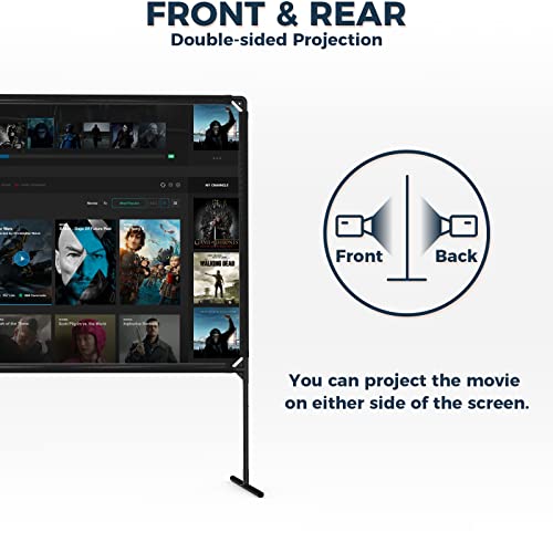 Projector Screen with Stand,100 Inch Outdoor Projector Screen,Thickened Wrinkle-Free Portable Projector Screen and Sturdy Frame