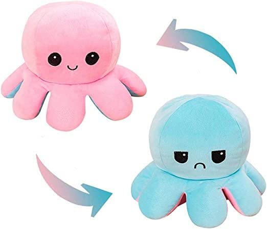 Octopus Toy, Reversible Octopus Toy,Reversible Mood Octopus,Emo-Octo,Flip It Octopus (PINKBLUE)