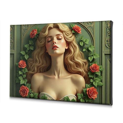 Toile décorative femme cheveux roses PKRD WTD 40x60 cm