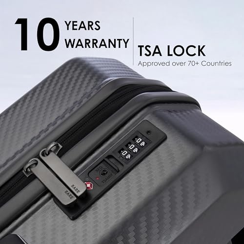 Image of Rare Rabbit Gallardo 3Pc Set Carbon Fibre Hard Trolley Bag Polycarbonate Antiscratch Travel Suitcase with 8 Silent Wheels and a Sturdy TSA Lock - Luggage for Men & Women