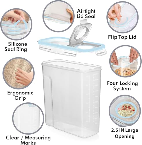 Image of Shazo 2 Pack (6.3L / 213OZ) EXTRA Large Airtight Food Storage Cereal Containers for Bulk Food Storage BPA-Free Plastic Container, Pantry Organization and Canister for Rice, Pasta, Sugar & Flour