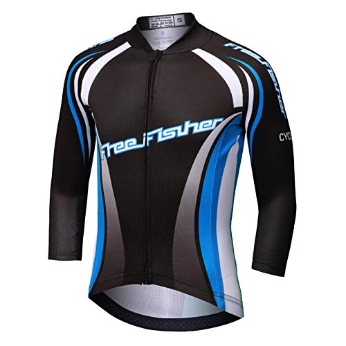 LCIGIA Maillot de ciclismo para niños, camiseta de manga larga, transpirable, con acolchado 3D, 134-140, Negro , 134 - 140 cm
