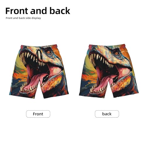 Boys Swim Trunks Beach Shorts Summer Surf Kids Youth Bathing Suits, Dinosaur Dino Art2