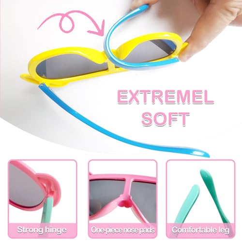 3 Pack Kids Sunglasses for Boys and Girls Polarized Sunglasses with UV400 Protection Suitable for Birthday Beach Pool Party Favor3