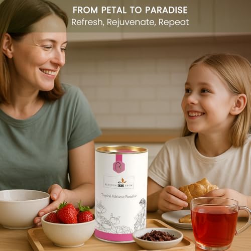 Image of Blossom & Brew Tropical Hibiscus Paradise Tea (3.526oz) - 100% Dried Hibicus Flowers - Caffeine-free Loose Petals Floral infusion te de flor de jamaica - Natural Agua de Jamaica