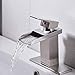 BWE Waterfall Bathroom Faucet Brushed Nickel for Sink 1 Hole Vanity Lavatory RV with Supply Hose Combo Parts Basin Commercial Single Handle Rustic Faucets Mixer Tap