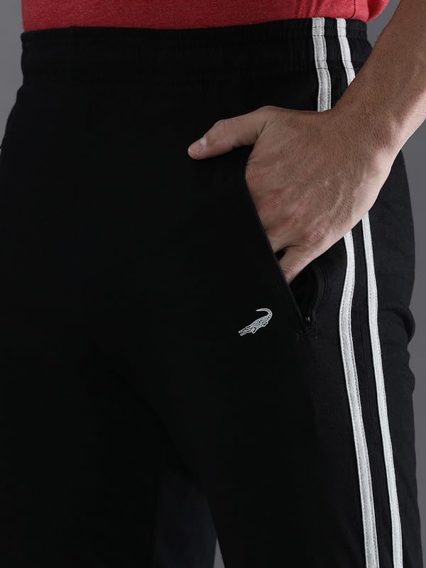 Image of CROCODILE Men Solid Slim Fit Track Pant | Single Jersey Fabric | Drawstring Waist | 3 Pockets