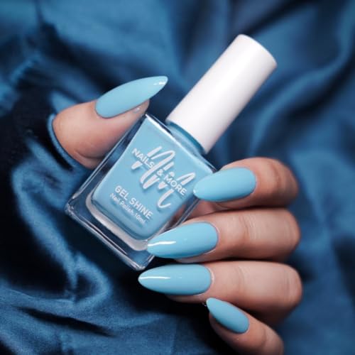 Image of Nails & More Sky Blue Nail Polish, Argan Oil-Infused Gel Shine, Clear Blue Nails, Summer Nail Color | 10ml