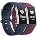 Produktbild WASPO für Fitbit Charge 3 Armband, Sportliches Wasserdichtes Ersatzarmband Kompatibel mit Fitbit Charge 3/ Charge 3 Special Edition, Damen Herren (Marineblau+Winerot, Groß)