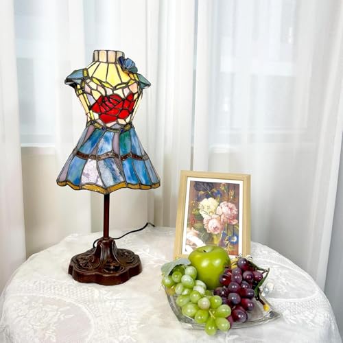 Lampa stołowa do sukienki księżniczki – witrażowa lampka nocna z żeliwną podstawą do dekoracji domu i pokoju weselnego