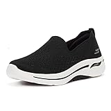 Skechers GO WALK ARCH FIT DELORA, Zapatillas para Mujer, Black Textile/White Trim, 39.5 EU