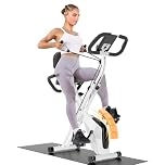 Dskeuzeew Cyclette Pieghevole da Casa 4 in 1, Bicicletta magnetica pieghevole, Cyclette 16 livelli di resistenza, monitor LCD e sensore di frequenza cardiaca