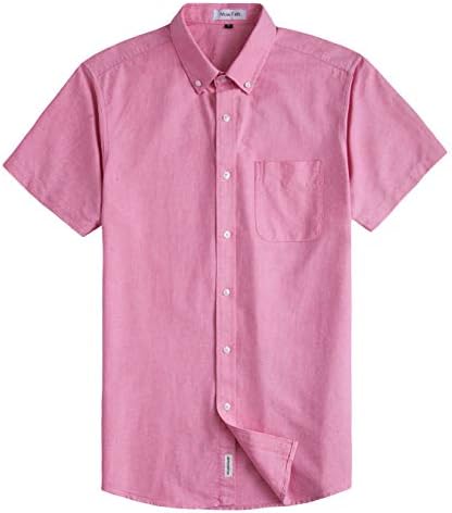 MUSE FATH Men's Casual Oxford Short Sleeve Regular Fit Chest Pocket Dress Shirt