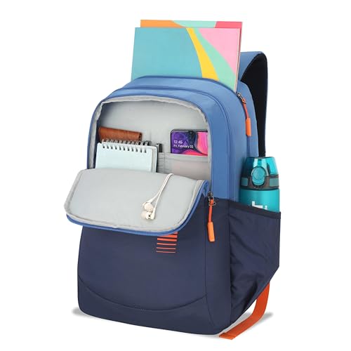 Image of American Tourister Alden Womens School Backpack | Large Capacity 27 L | 3 Compartments | Rain Cover | Navy
