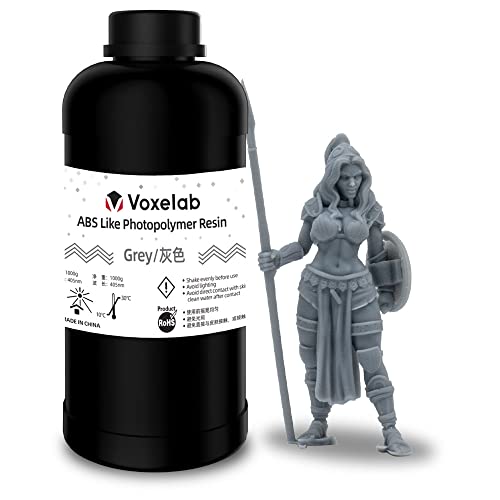 VOXELAB 光造形3Dプリンター用 UVレジン 405nm ABS類似UVレジン 1000g 光硬化可能樹脂 LCD 3Dプリンター向け (1000g, グレー)