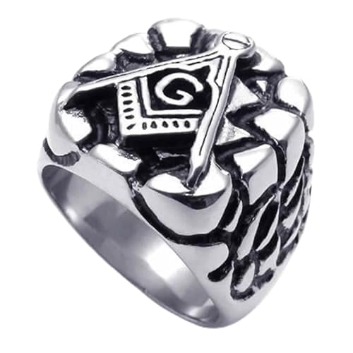Bague biker argent et noir maçon pour homme, l'anneau idéal au quotidien