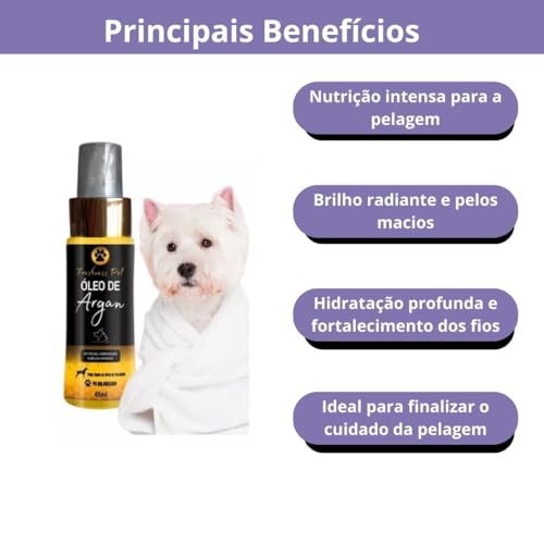 Óleo de Argan Nutrição Pet Cães e Gatos 45ml Freshness Pet