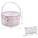 SINGER Premium Round Large Sewing Basket with Matching Zipper Pouch and Emergency Sewing Kit | 30% More Storage Volume (Pastel Palm Leaf)