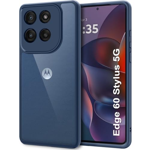 Image of TheGiftKart Hybrid Shockproof Back Cover Case for Motorola Moto Edge 60 Stylus 5G | Hard Back Cover for Motorola Edge 60 Stylus (PC & TPU, Transparent Clear Back, Blue Sides)