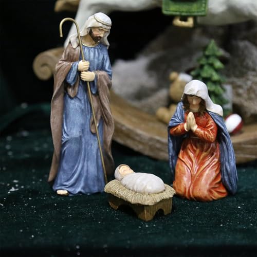 Crèche de Noël 3 pièces figurines Nativité et décor de Noël pour la maison