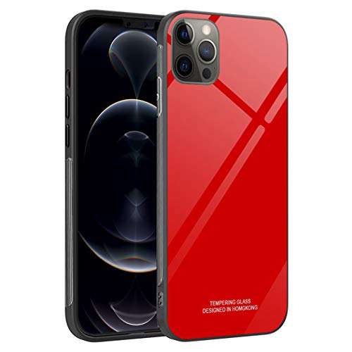 Luhuanx Case for iPhone 12 Case iPhone 12 Pro Case,Case Compatible with iPhone 12 Pro Case High Tempered Glass Quality on Back Cover Protector Case for iPhone 12 Case Only for 6.1 inch-Red