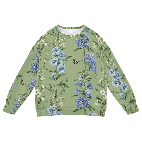 JUNZAN Safari Delphinium Sage Green Big Boys Hooded Sweatshirt Crewneck Sweatshirts for Boys Athletic 4T
