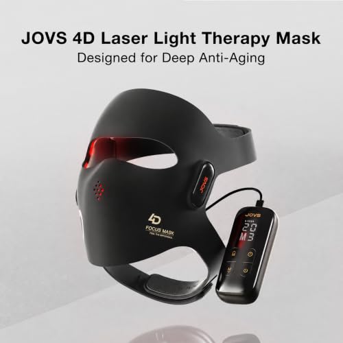 Image of JOVS Red Light Therapy Mask for Face, LED Light Therapy Mask with 4D Laser & FPT Narrow-Beam Technology, 6x More Powerful than LED, 660 /850 /940 /1064nm for Precision Anti-Wrinkle,Black