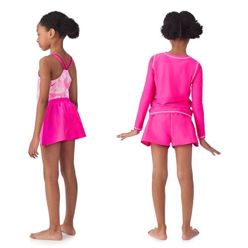 Saint Eve Kids Girls 3-Piece Swimsuit – Long Sleeve Rash Guard, Lined, One-Piece, UPF 50+, Swim Shorts for Pool, Beach, Camp2