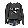 SRTUMEY Women's Casual Print Pullover Halloween Sweatshirts Pullovers T Shirts Women Sisters Tops Witch Graphic Sweatshirts UK Sale Dark Gray #2