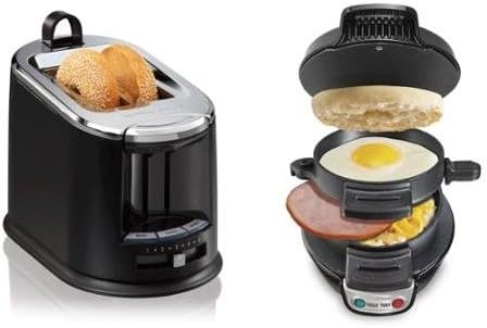 The Perfect Breakfast Duo! Extra Wide Toaster with Tongs and Ultimate Breakfast Sandwich Maker! What a Combination, What a Pair, What Are You Waiting For? Buy Yours Today!