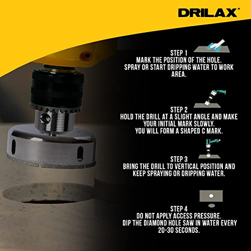 4 Inch Diamond Hole Saw Drill Bit Glass Ceramic Porcelain Tiles, Marble Granite Quartz Drilling Shower Valve Hole Cutter Floor Wall Tiles Solid Steel Body Spins True Template Included #TOP5