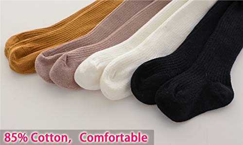 CECORC Baby Leggings, Tights for girls, Toddler, Infant,12-18 months, 18-24 months (1-2 years, 4 pack (black+white+lightpink+ginger)) - Thumbnail 2