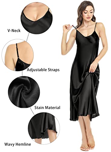 Lovasy-Camisones-Sexys-Mujer-de-Saten-Camison-de-Mujer-Verano-Tirantes-Ajustable-Camison-Mujer-Largo-Dormir-Combinacion-Interior-Ligero-y-Suave