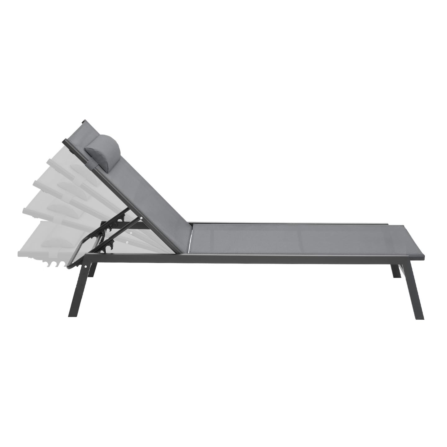 IDMarket - Juego de 2 tumbonas de jardín reclinables de aluminio Sintra gris antracita y negro