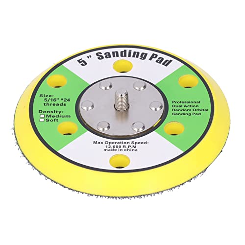 Phefop 5 Inch Hook and Loop Backing Pad, Sanding Disc Backing Pads Disc Pad with 5/16 24 Thread for Pneumatic Sander 12000 RPM Polishing Pads for Air Orbital Sander and Pneumatic
