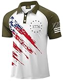 Mens Independence Day Poloshirt Military Patriot Polo Shirt 4th of July Raglan Sleeves Collared T Shirt 3XL