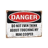 GCOCL Don't Touch My Mini Cooper Wall Painting Vintage Art for Bar Garage Cafe Home Funny Poster Bar Club Sign Wall Hanging 12 x 8inch