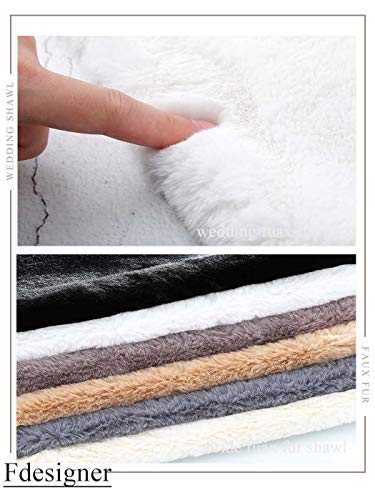 Women's Long 1920 Faux Fur Shawl Bridal Wedding Fur Wraps and Shawls Faux Mink Shawl (White, Faux Fur Rabbit)4