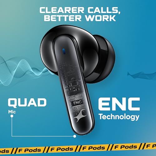 Image of Fastrack Fpods FX101|BT5.4 TWS Earbuds, 40Hrs Playtime, Quad mic ENC for Crystal Clear Calls, Low Latency Gaming Mode Upto 50ms,NitroFast Charge