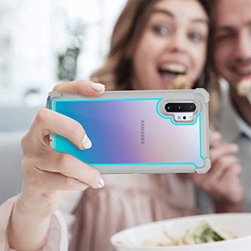 KSELF Hybrid Dual-Layer Full-Body Case for Galaxy Note 10 Plus 5G 6.8" with Screen Protector (Gray Light Blue)