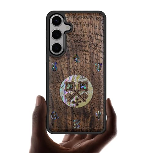 Étui Galaxy S25 Plus rigide antichoc gravé bois et nacre Carveit