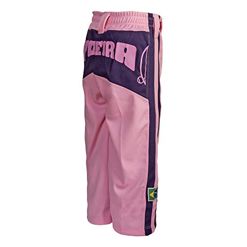 Image of JL Sport Authentic Brazilian Capoeira Martial Arts Pants - Girls /Children's (Pink with Berimbau Print Along The Backside)