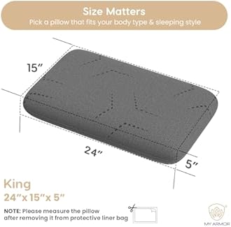 MY ARMOR Ventilated Cool Gel Memory Foam Pillow Set of 2, Orthopedic Pillows for Neck Pain Relief, King Size - 5 Inch Thick with Grey Colour Removable Washable Pillow Cover - Pack of 2