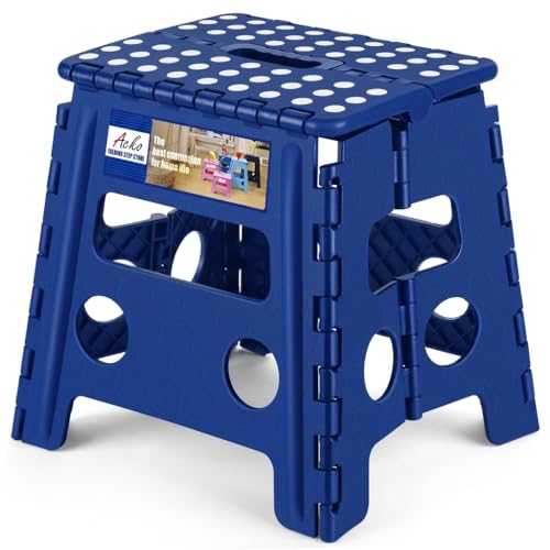Image of ACKO Folding Step Stool -13 inch Height Premium Heavy Duty Foldable Stool for Kids and Adults, Kitchen Garden Bathroom Stepping Stool