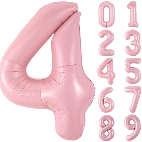 Image of Number Balloons Pink Party Balloon - Giant Number 4 Balloon, 40 Inch Large Balloon, Birthday Decorations for Women, Birthday Balloon for Anniversary Baby Shower Princess Party Decorations