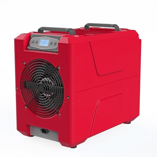 Image of Mounto 150 Pints Compact Commercial Dehumidifier, LGR Technology, Built-in Pump, ETL Certified, Ideal for Large Spaces, Water Damage Restoration, Industrial Use (Red)