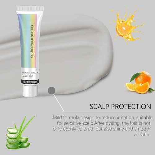 Detroit Rain Silber-Haarfarbe für dunkles Haar, natürlicher Essenzextrakt, 2-in-1, permanente Haarfarbe (1 Stück)